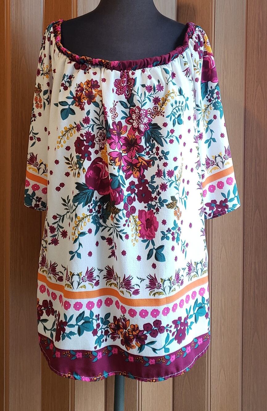 Rue+ size 1XL off the shoulder floral print blouse